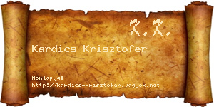 Kardics Krisztofer névjegykártya